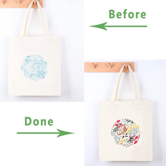 DIY Embroidery Printed Canvas Starter Kit Tote Bag - Picture 4 of 7